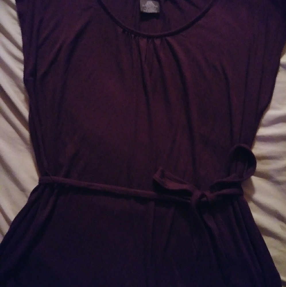 Purle dress shirt with tie around waist